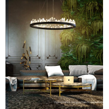 2021 round indoor luxury pendant light black gold LED hanging lights home nordic modern k9 crystal chandelier